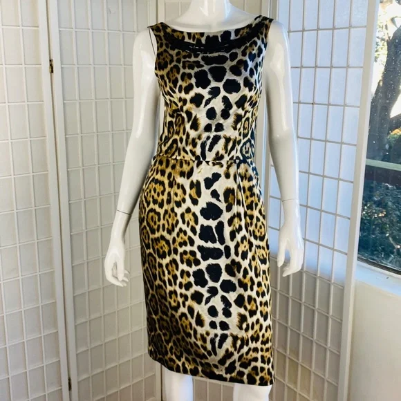 Blumarine | Dresses | Blumarine Animal Print Silk Beaded Cocktail Dress 6 |  Poshmark